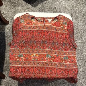 J. Crew Vibrant Red Paisley Top